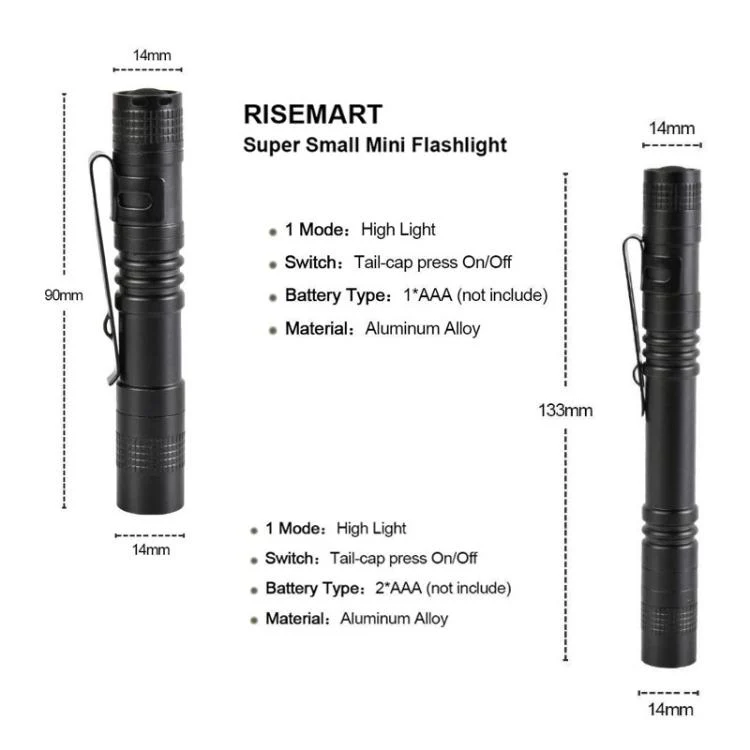 Portable Mini Flashlight Outdoor Waterproof Handheld LED Flashlight, Style: 2 Battery Red Light - Image 3