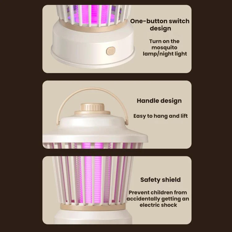 Portable Mosquito-Killing Night Light For Home And Outdoor Use, Color: Gray-purple Straight Plug - Image 9