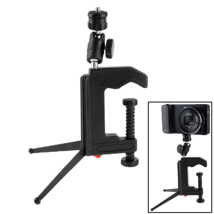 Portable Multi-Function Folding Clamp Tripod for Mini Card Digital Camera(Black) - Image 2
