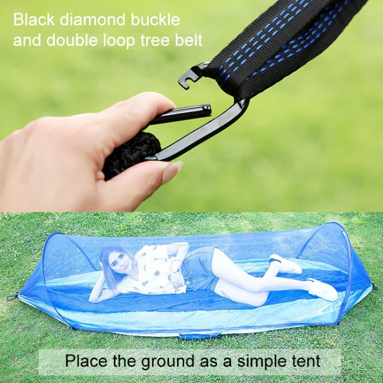 Portable Outdoor Camping Full-automatic Nylon Parachute Hammock with Mosquito Nets, Size : 290 x 140cm (Pink Blue) - Image 8