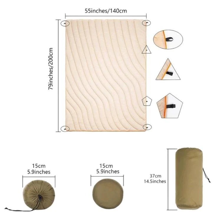 Portable Outdoor Camping Thermal Blanket Waterproof Camping Mat, Style: Black 3-1 - Image 5