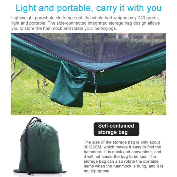 Portable Outdoor Parachute Hammock with Mosquito Nets (Army Green) - Image 11