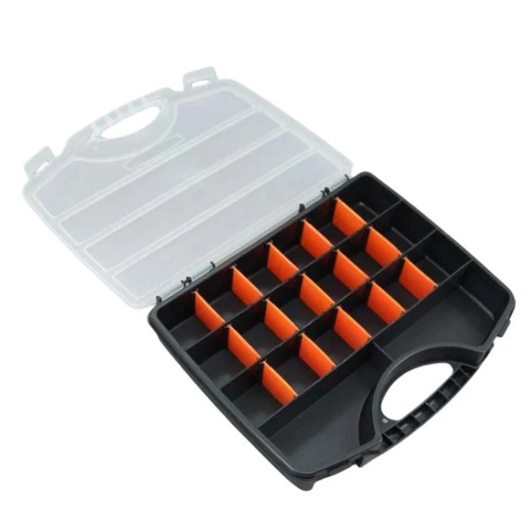 Portable Plastic Divided Toolbox Hardware Parts Storage Box(Black) - Image 3