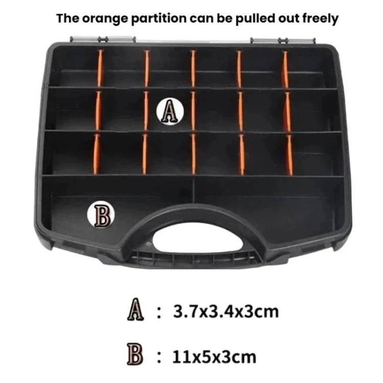 Portable Plastic Divided Toolbox Hardware Parts Storage Box(Black) - Image 4