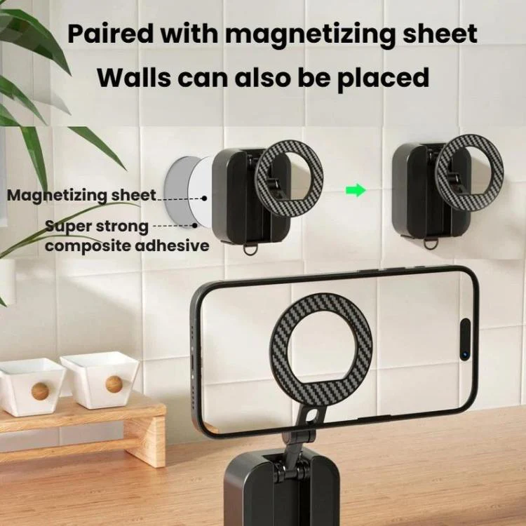 Portable Rotatable Foldable Desktop Magnetic Phone Holder(Black) - Image 10