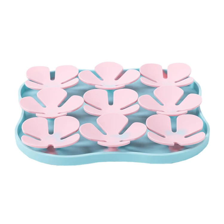 Portable Silicone Cats And Dogs Licking Bowl Multifunctional Anti-Choking Food Mat(Peacock Blue+Pink)