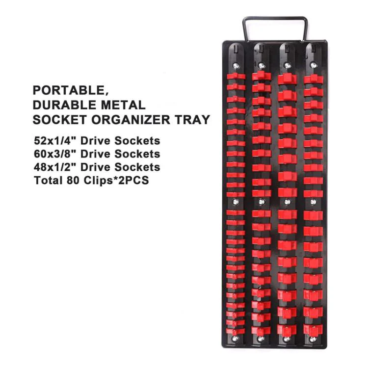 Portable Socket Storage Holder With Handle For 1/4, 3/8, 1/2 Inch Drive Sockets(Blue) - Image 5