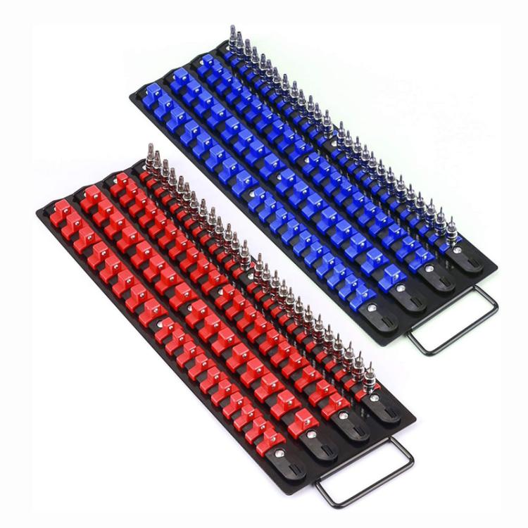 Portable Socket Storage Holder With Handle For 1/4, 3/8, 1/2 Inch Drive Sockets(Red) - Image 2
