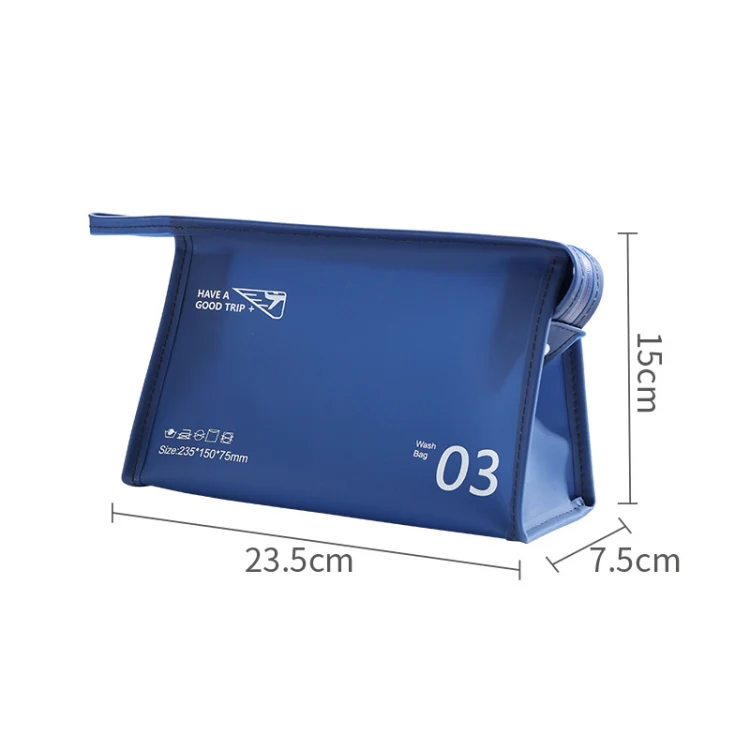 Portable Waterproof PVC Toiletry Bag Cosmetic Storage Bag Travel Clutch(Navy Blue) - Image 3