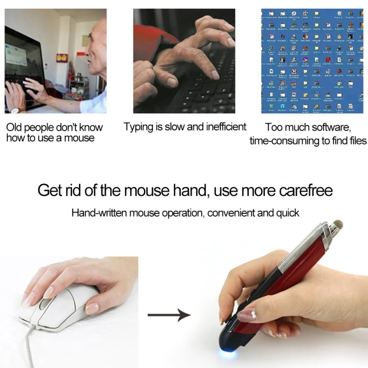 PR-08 Multifunctional Wireless Bluetooth Pen Mouse Capacitive Pen Mouse(Black) - Image 4