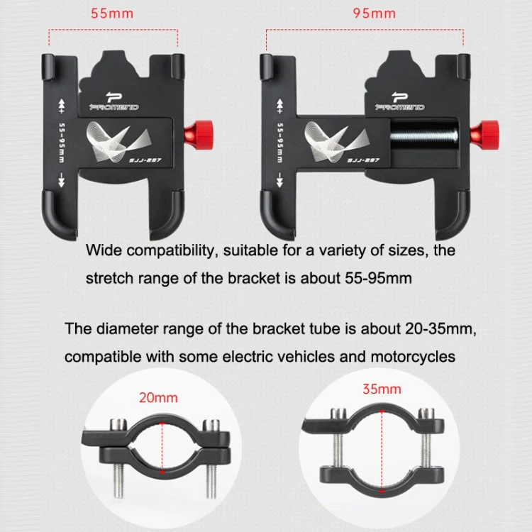 PROMEND SJJ-297 Aluminum Alloy Rotation Adjustable Bicycle Mobile Phone Bracket(Black) - Image 3