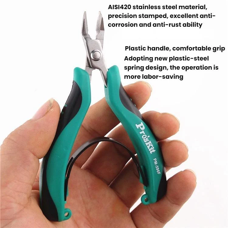 ProsKit PM-396 Stainless Steel Diagonal Pliers Precision Electronic Side Cutting Pliers(Green) - Image 2