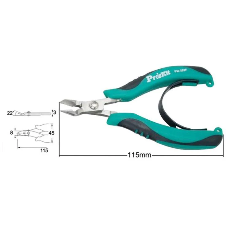 ProsKit PM-396 Stainless Steel Diagonal Pliers Precision Electronic Side Cutting Pliers(Green) - Image 5