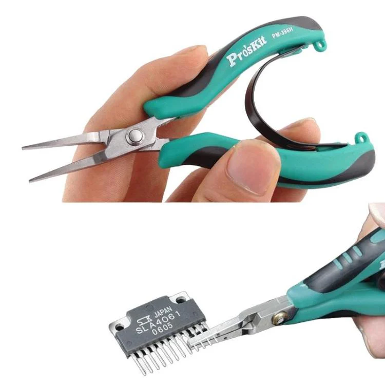 ProsKit PM-396H Stainless Steel Non-Toothed Flat-Nose Pliers Precision Electronic Flat-Jaw Pliers(Green) - Image 3