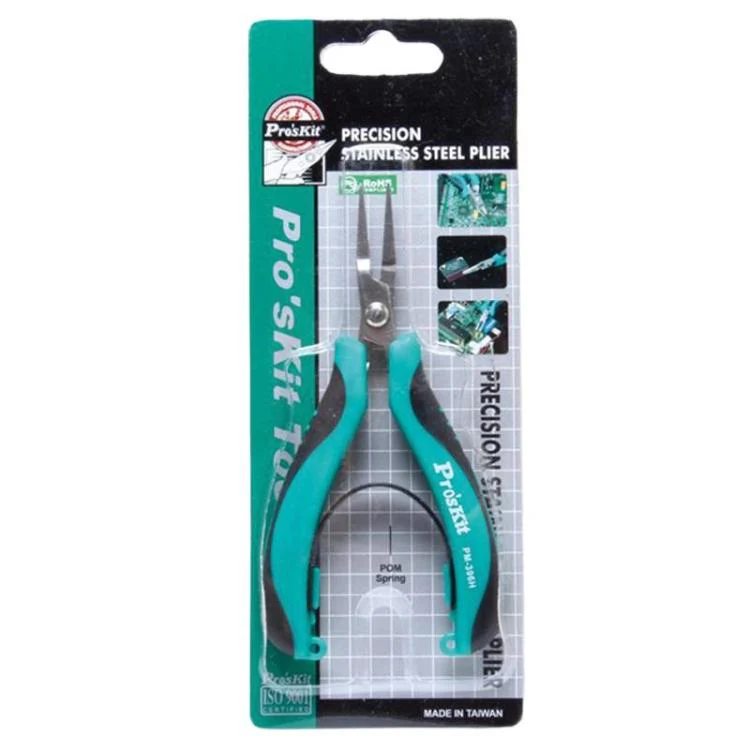 ProsKit PM-396H Stainless Steel Non-Toothed Flat-Nose Pliers Precision Electronic Flat-Jaw Pliers(Green) - Image 5