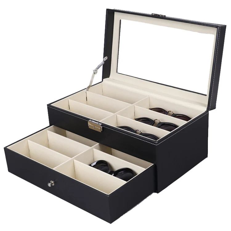 PU Leather Double-Layer Glasses Case Sunglasses Storage Display Box - Image 7