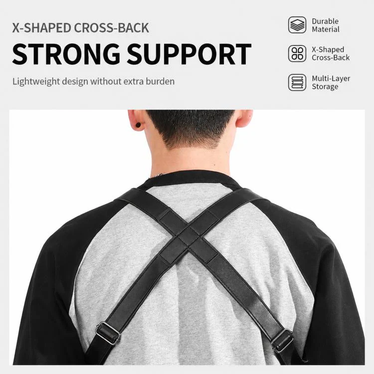 PU Leather Underarm Shoulder Bag Harness Anti Theft Chest Rig with Adjustable Straps Techwear Utility Vest Bag(Black) - Image 5