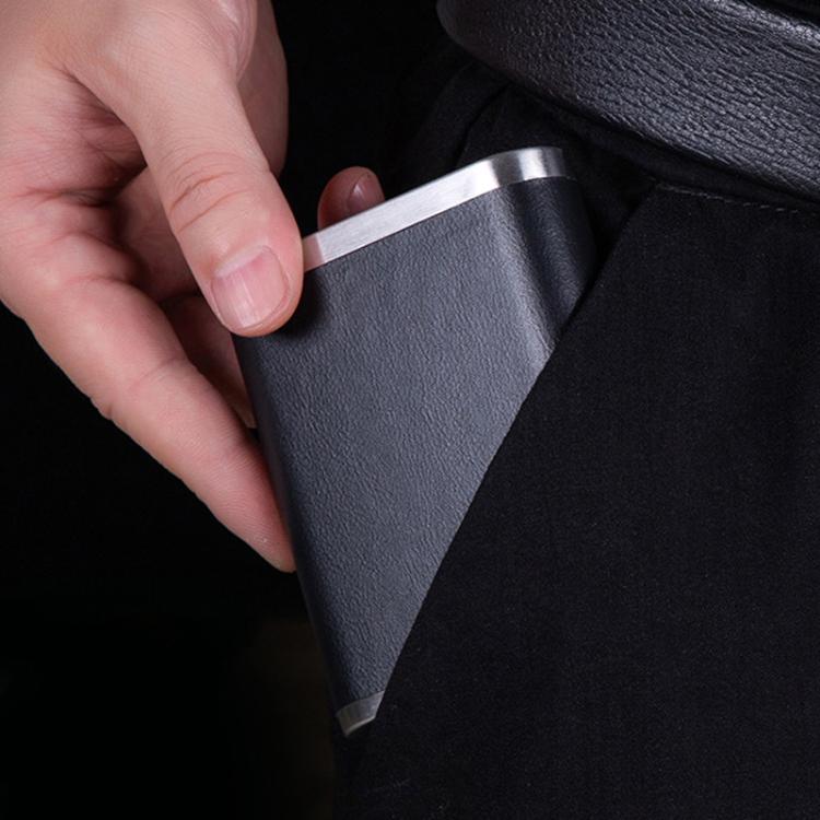PU & Metal Cigarette Case for Men 20-Cigarette Capacity Crush-Proof Cigarette Holder(Black) - Image 6