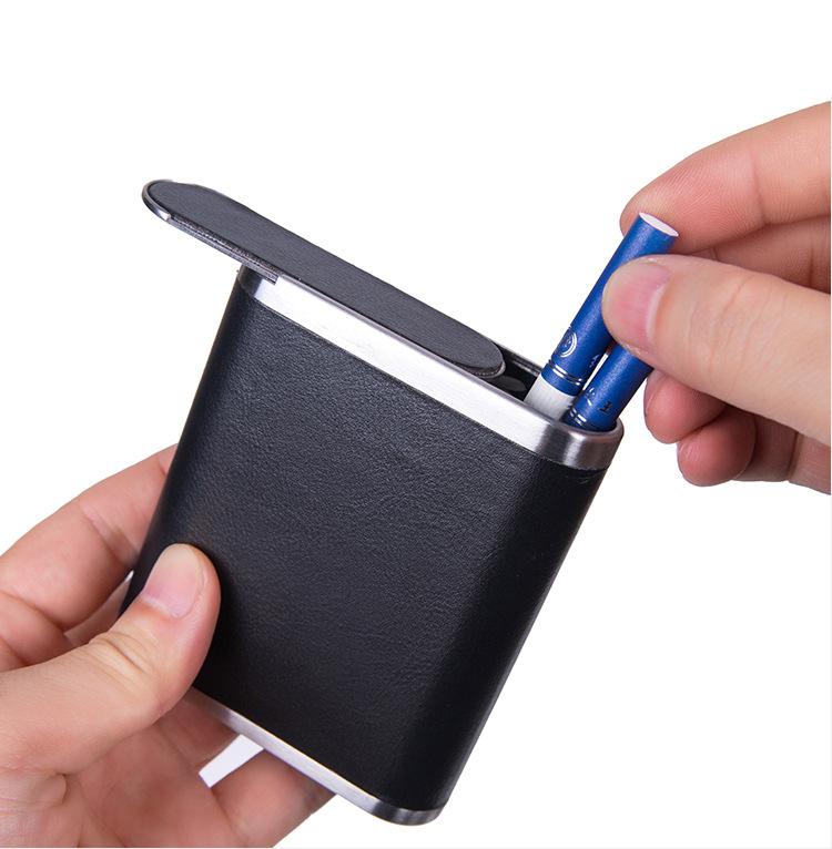 PU & Metal Cigarette Case for Men 20-Cigarette Capacity Crush-Proof Cigarette Holder(Coffee) - Image 4