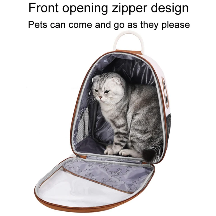 PU Pet Bag Cats And Dogs Outing Carrying Capsule Double Shoulder Backpacks(Model 1 Brown) - Image 4