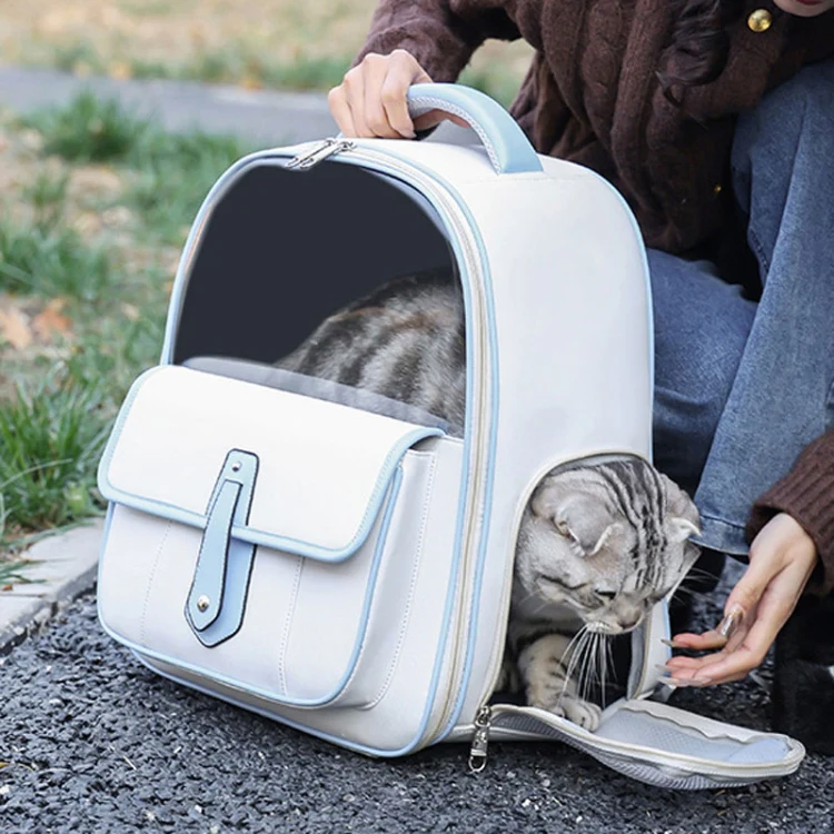 PU Pet Bag Cats And Dogs Outing Carrying Capsule Double Shoulder Backpacks(Model 6 Pink) - Image 8