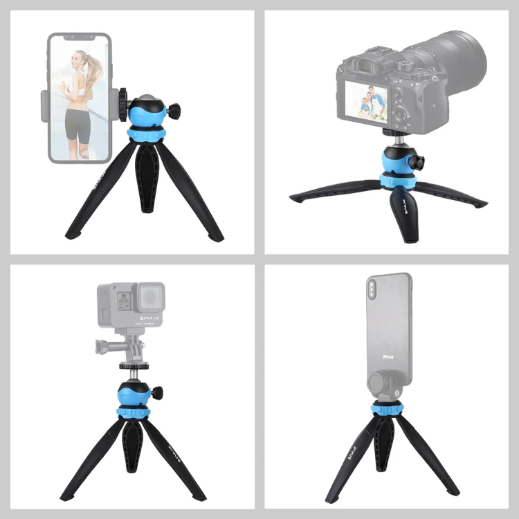 PULUZ 20cm Pocket Plastic Tripod Mount with 360 Degree Ball Head for Smartphones, GoPro, DSLR Cameras(Blue) - Image 6