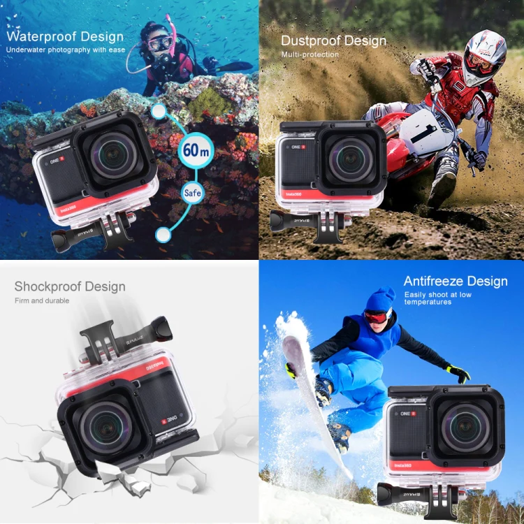 PULUZ 60m Underwater Depth Diving Case Waterproof Camera Housing for Insta360 ONE R 4K Wide-angle Edition(Transparent) - Image 6