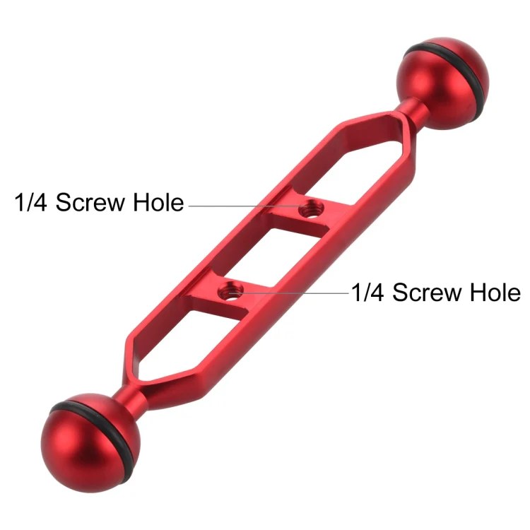 PULUZ 7.0 inch 17.7cm Aluminum Alloy Dual Balls Arm, Ball Diameter: 25mm(Red) - Image 3