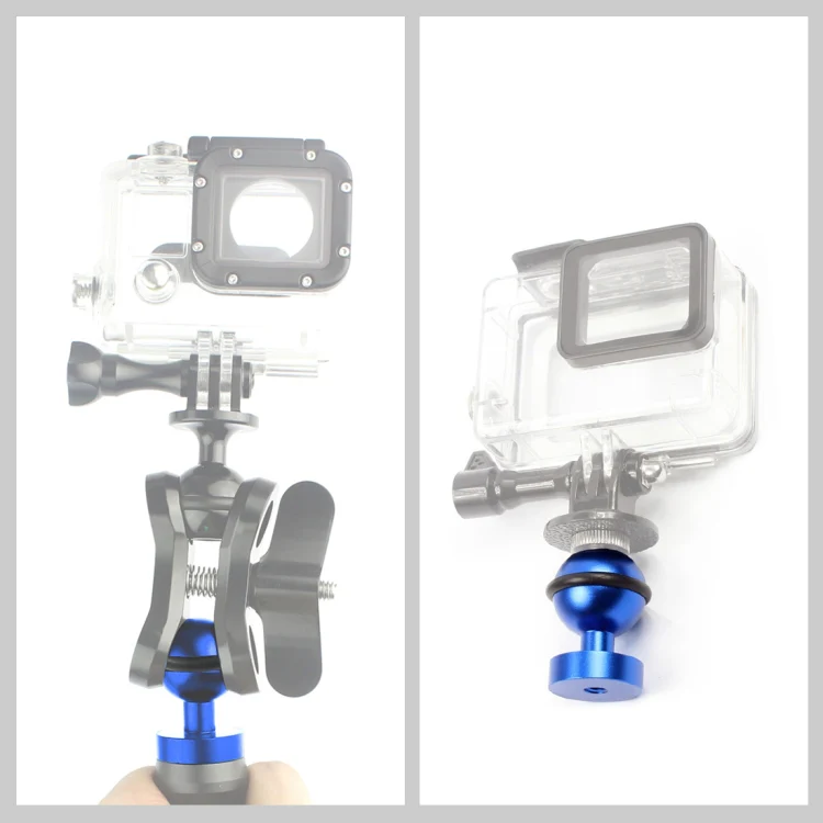 PULUZ CNC Aluminum Ball Head Adapter Mount for GoPro, Insta360, DJI and Other Action Cameras, Diameter: 2.5cm(Blue) - Image 3