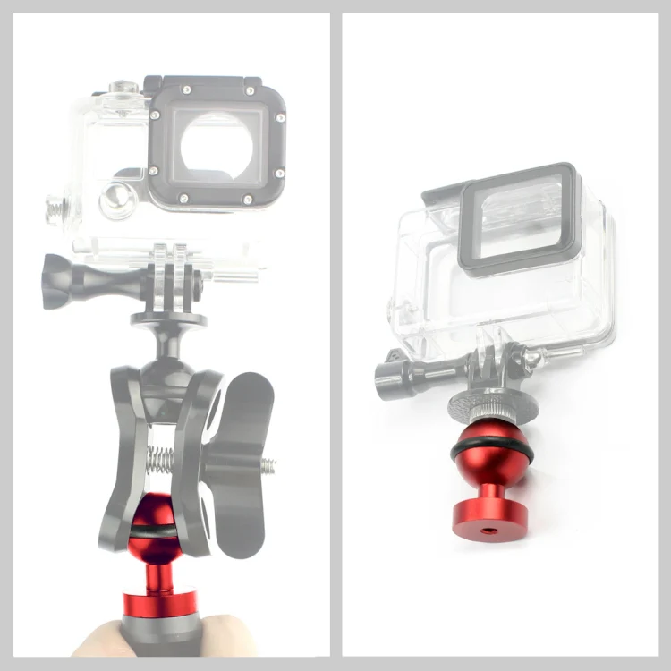 PULUZ CNC Aluminum Ball Head Adapter Mount for GoPro, Insta360, DJI and Other Action Cameras, Diameter: 2.5cm(Red) - Image 3
