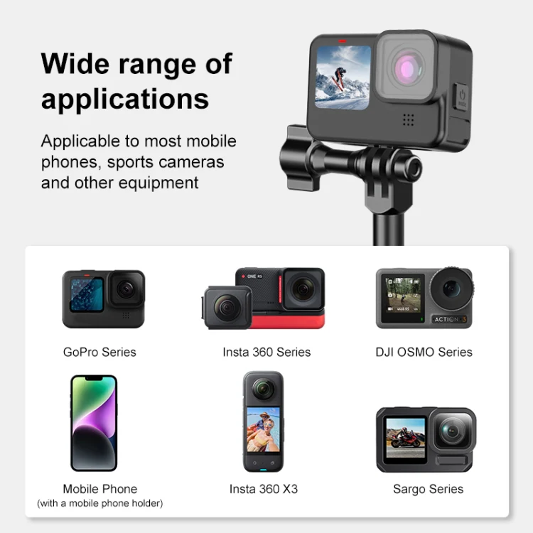 PULUZ Motorcycle Rearview Oblique CNC Metal Magic Arm Rod Mount - Image 10