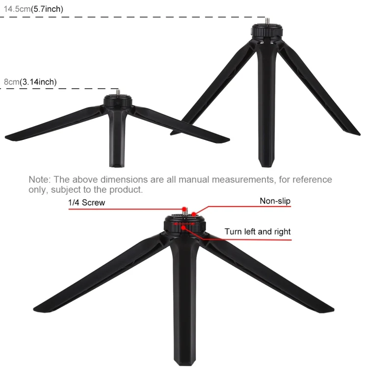 PULUZ Pocket Mini Plastic Tripod Mount with Phone Clamp for Smartphones(Black) - Image 4
