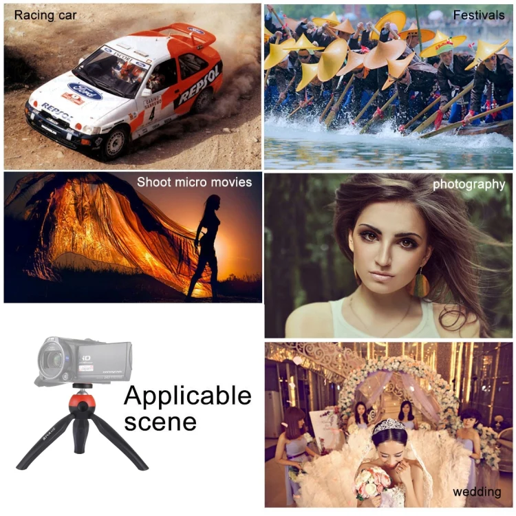 PULUZ Pocket Mini Tripod Mount with 360 Degree Ball Head & Phone Clamp for Smartphones(Red) - Image 12