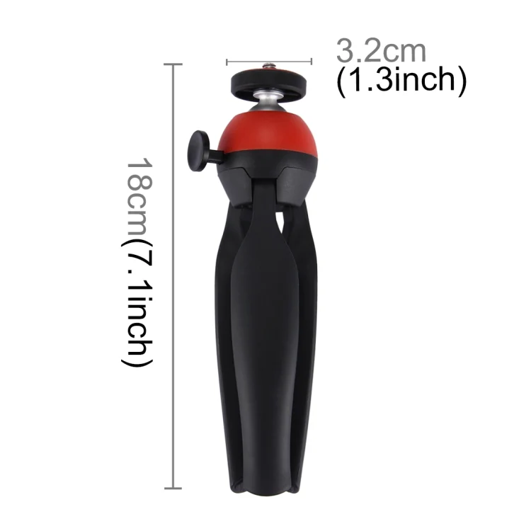 PULUZ Pocket Mini Tripod Mount with 360 Degree Ball Head & Phone Clamp for Smartphones(Red) - Image 4