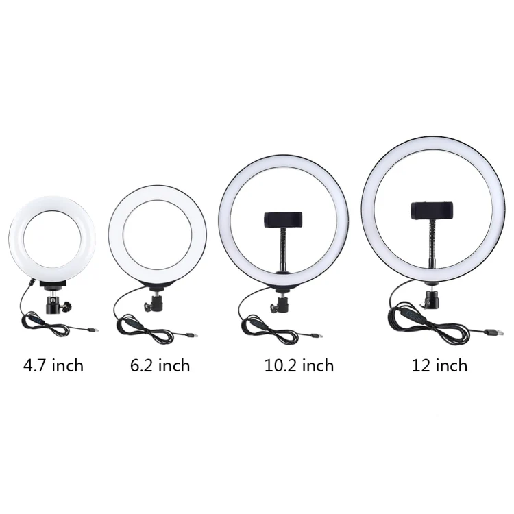 PULUZ Round Base Desktop Holder + 4.7 inch 12cm 3 Modes USB Dimmable LED Ring Vlogging Video Light, Adjustable Height: 15.5cm-25.5cm - Image 11