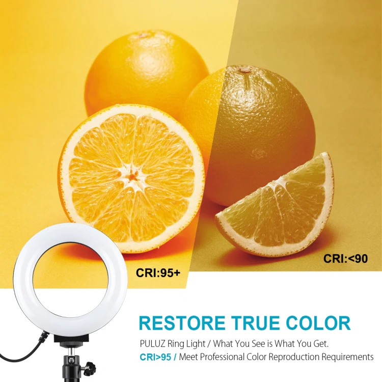 PULUZ Round Base Desktop Holder + 4.7 inch 12cm 3 Modes USB Dimmable LED Ring Vlogging Video Light, Adjustable Height: 15.5cm-25.5cm - Image 6