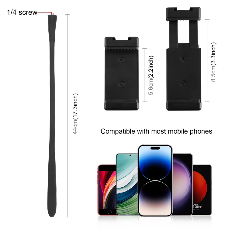PULUZ Silicone Flexible Clip Mount Holder with Phone Clamp for Phones / GoPro (Black) - Image 2