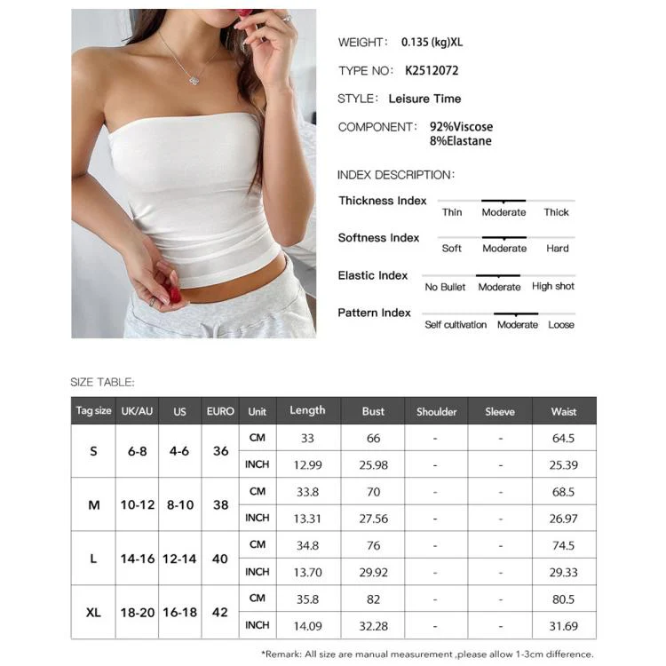 Pure Color Sexy Backless Form-Fitting Knitted Strapless Top, Size:XL(Sage Green) - Image 6