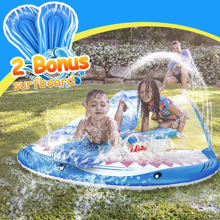 PVC Water Spray Shark Slide Lawn Park Outdoor Water Toys Without Surfboard - Image 4