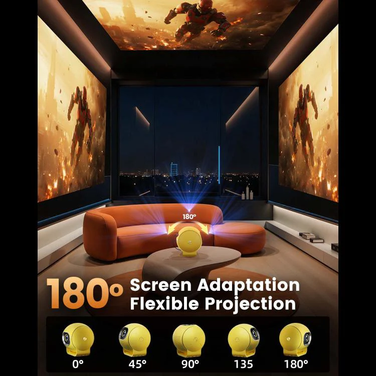 Q3 720P 150ANSI LCD Display Smart Projector, 1GB+8GB, Auto Focus, Plug:US Plug(Yellow) - Image 3