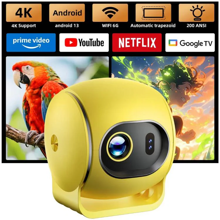 Q3 720P 150ANSI LCD Display Smart Projector, 1GB+8GB, Electric Focus, Plug:UK Plug(Yellow) - Image 2