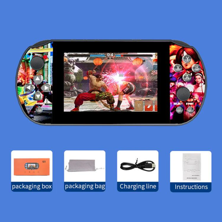 Q3 HD Large-Screen Retro Joystick Handheld Game Console, Color: Blue 32G - Image 10