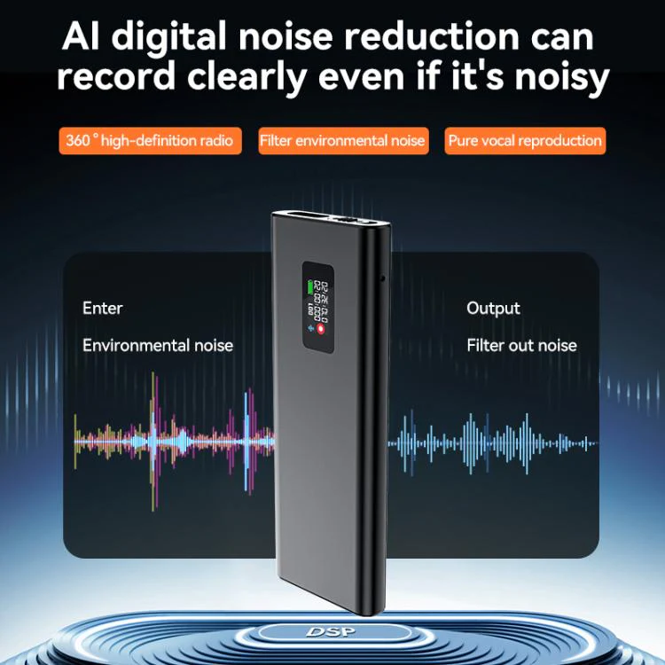 Q31P 0.42-inch Screen Pin-style Voice Recorder, Memory:32GB(Black) - Image 6
