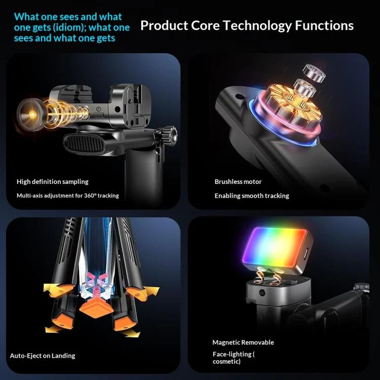 Q54 RGB Fill Light AI Gimbal Selfie Stick Face Tracking Magnetic Extendable Phone Tripod Stand - Image 9
