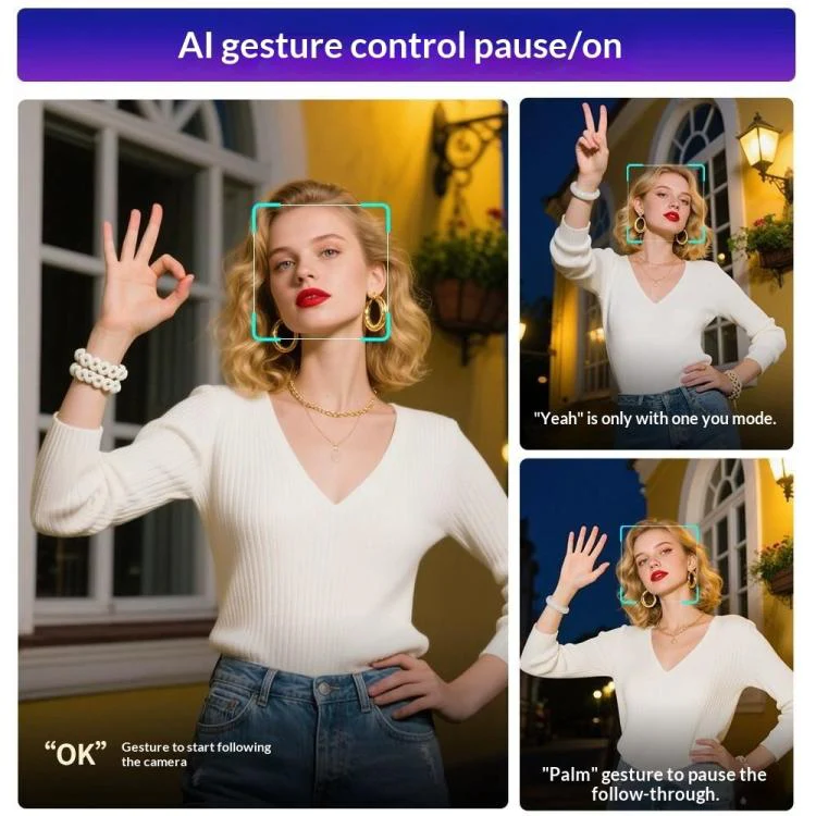 Q575TK Auto Pop-up Face Tracking Gesture Control Smart Gimbal Tripod AI Selfie Stick - Image 11