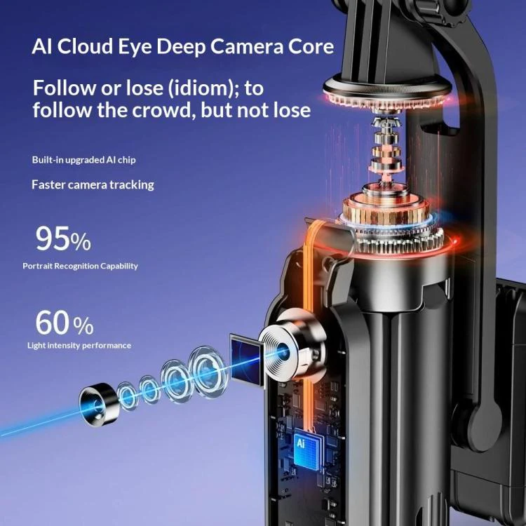 Q575TK Auto Pop-up Face Tracking Gesture Control Smart Gimbal Tripod AI Selfie Stick - Image 5