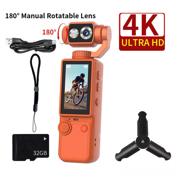 Q8 2 inch IPS Screen 4K Portable Multifunctional Camera(Orange) - Image 2