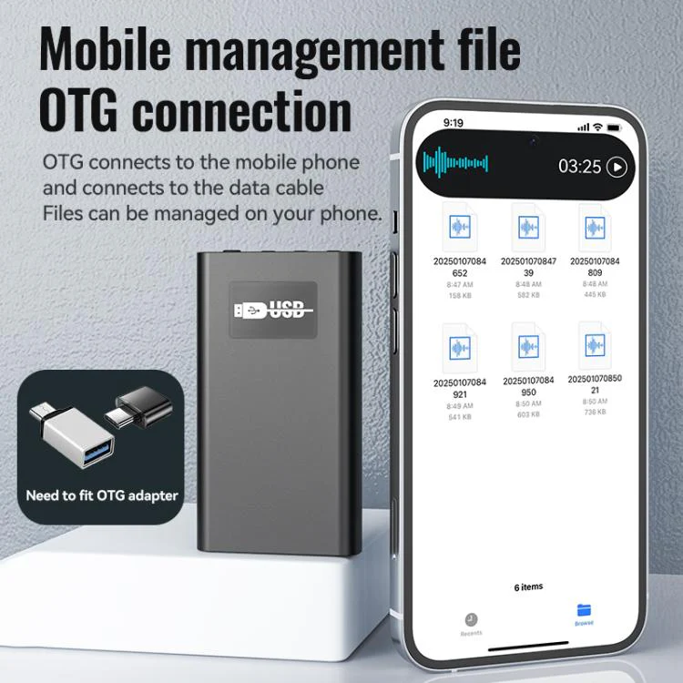 Q86 0.77-inch Screen Ultra-long Standby Smart Digital Voice Recorder, Memory:8GB(Black) - Image 6