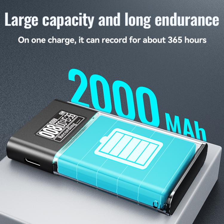 Q86 0.77-inch Screen Ultra-long Standby Smart Digital Voice Recorder, Memory:8GB(Black) - Image 8