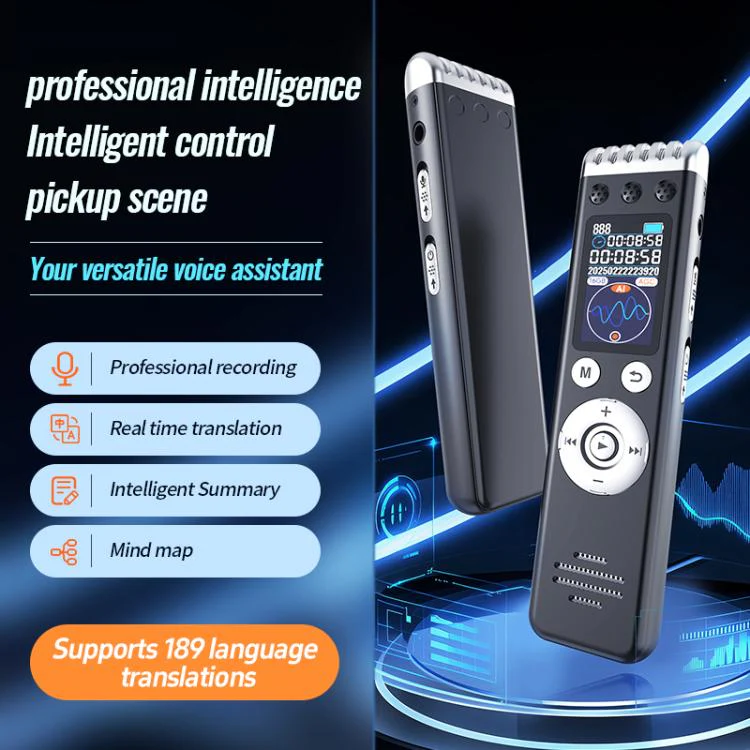 Q88A 1.14-inch Screen Multi-function HD Smart Voice Recorder Support AIREC-APP, Memory:128GB(Black) - Image 3